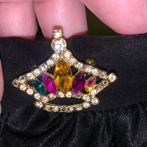 Vintage one of a kind! Crystal crown brooch/pin. - Picture 1 of 5